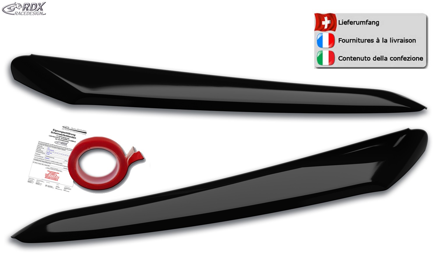 Scheinwerferblenden Citroën Jumper / Fiat Ducato / Opel Movano / Peugeot Boxer (schwarz glänzend) (mit CH-Eignungserklärung) (PU-ABS)