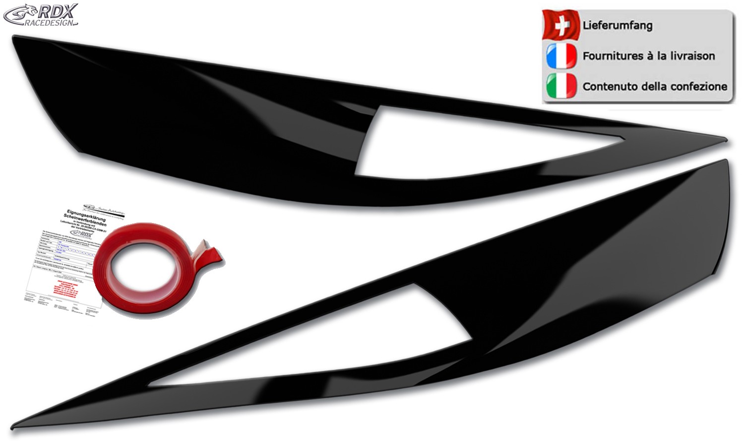 Scheinwerferblenden Renault Trafic & Nissan NV300 & Fiat Talento & Mitsubishi Express (ab 2021) (schwarz glänzend) (mit CH-Eignungserklärung) (PU-ABS)