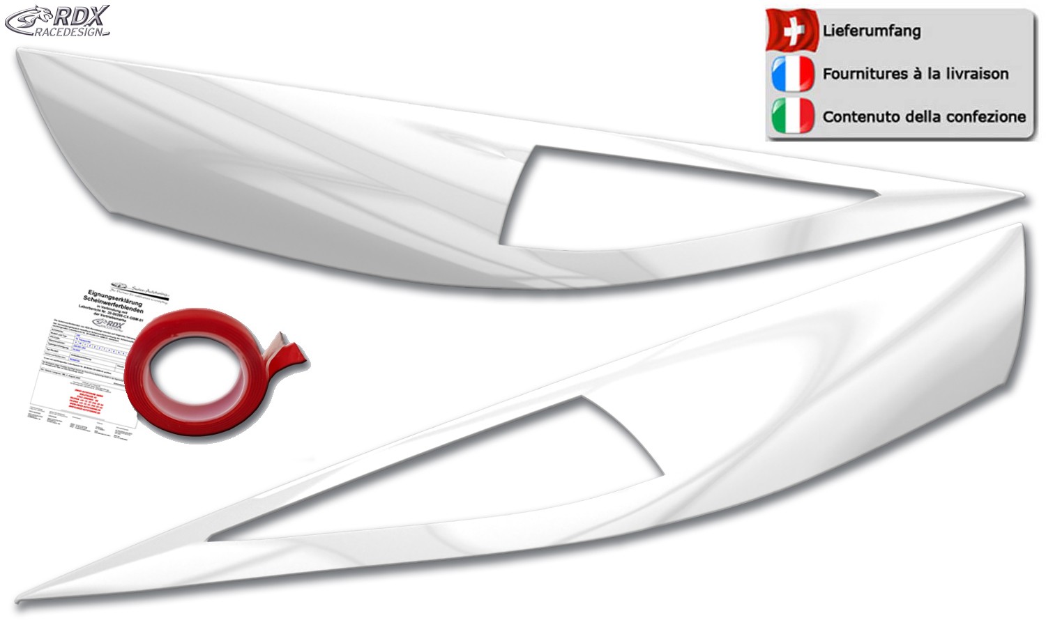Scheinwerferblenden Renault Trafic & Nissan NV300 & Fiat Talento & Mitsubishi Express (ab 2021) (weiss glänzend) (mit CH-Eignungserklärung) (PU-ABS)