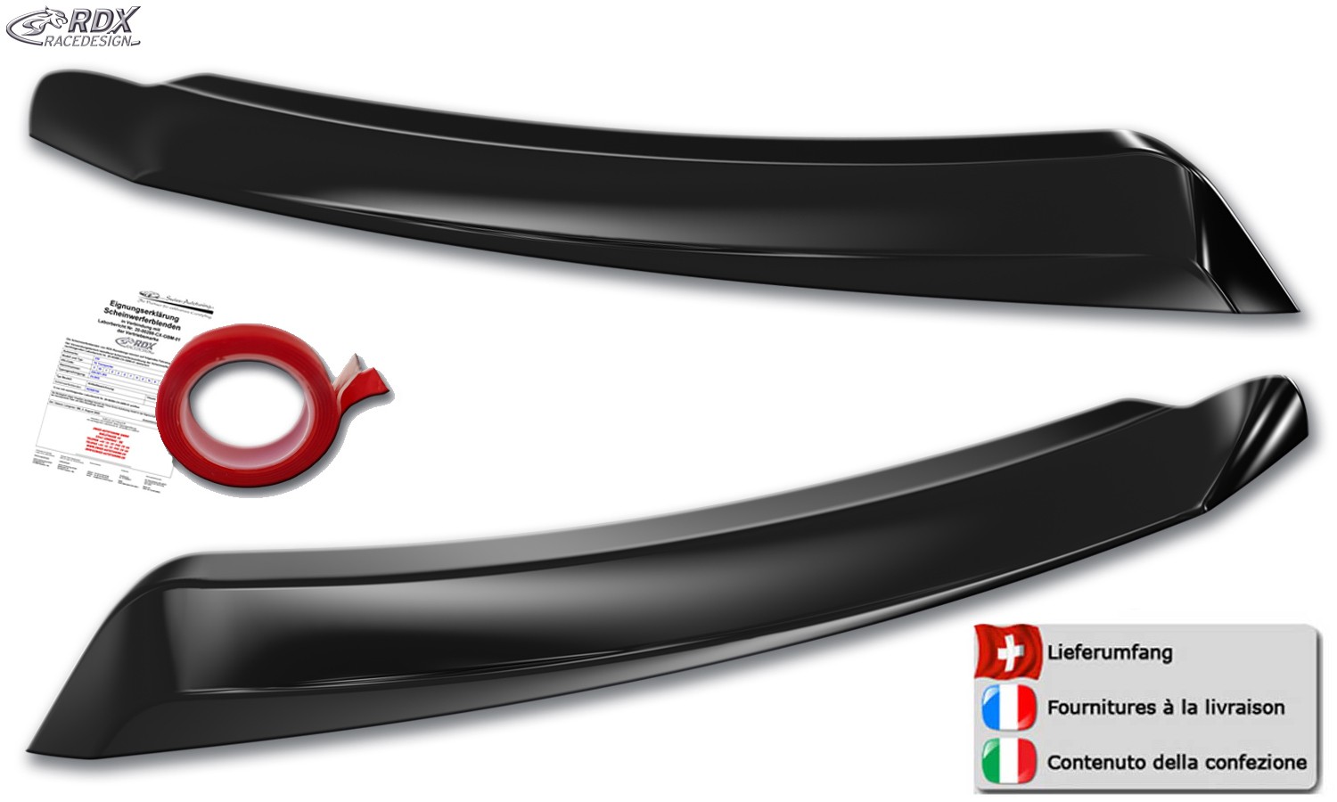 Scheinwerferblenden Dacia Duster II SR (2018-2024) (schwarz glänzend) (mit CH-Eignungserklärung) (PU-ABS)